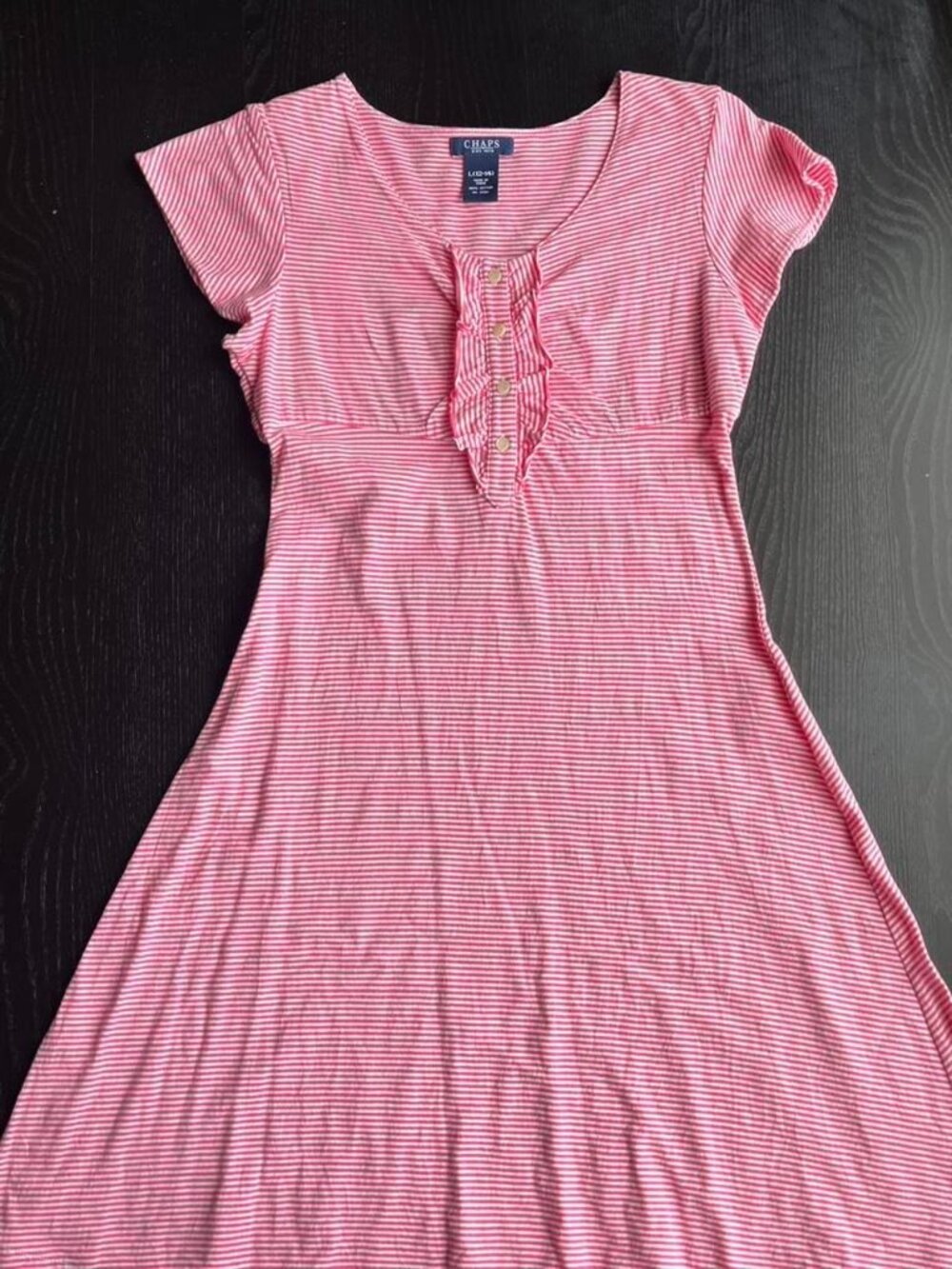 CHAPS PINK STRIPED HENLEY DRESS